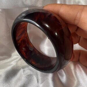 Vintage Ambre Color Wide Bangle Bracelet wide 1.2 inch, Small
